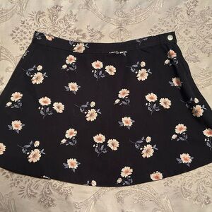 Forever 21 Black Denim Floral Skirt